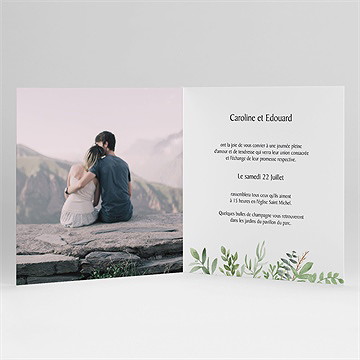 Faire-part mariage feuillage d'été ensemencé - Intérieur du faire-part