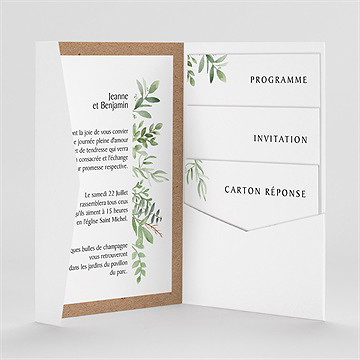 Faire-part mariage nature chic pocketfold - Intérieur du faire-part