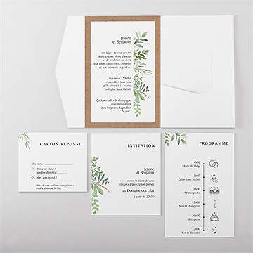 Faire-part mariage nature chic pocketfold - Vue d'ensemble intérieur