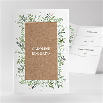 Faire-part mariage feuillage d'été pocketfold