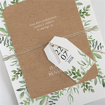 Faire-part mariage nature chic superposition - détail