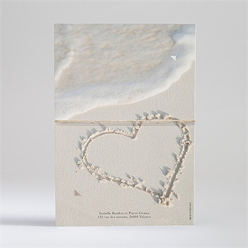 Faire-part mariage dans le sable superposition - Dos du faire-part
