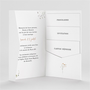 Faire-part mariage complicité pocketfold - Intérieur du faire-part