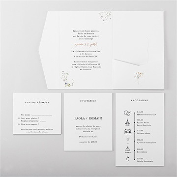 Faire-part mariage complicité pocketfold - Vue d'ensemble intérieur