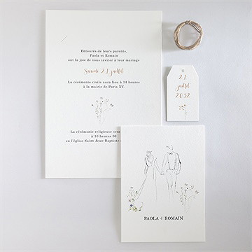 Faire-part mariage complicité superposition - Vue d'ensemble recto