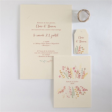 Faire-part mariage élégance superposition - Vue d'ensemble recto