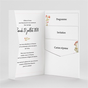 Faire-part mariage art champêtre pocketfold - Intérieur du faire-part