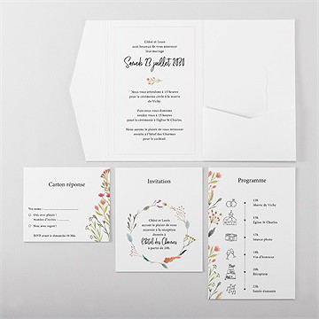 Faire-part mariage art champêtre pocketfold - Vue d'ensemble intérieur