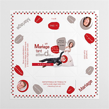 Faire-part mariage humour original cocotte - Cocotte dépliée