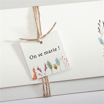 Faire-part mariage art champêtre pochette - Détail du faire-part