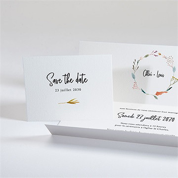 Faire-part mariage art champêtre pochette - Intérieur du faire-part