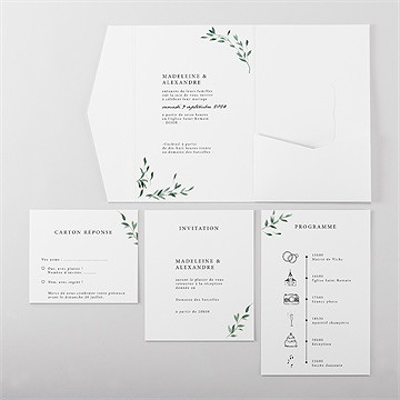 Faire-part mariage l'olivier pocketfold - Vue d'ensemble intérieur