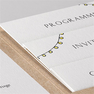 Faire-part mariage avec programme pocketfold - Détail du faire-part