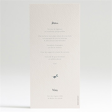 Menu mariage bel eclat - Dos du menu