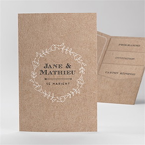 Faire-part mariage kraft en folie pocketfold
