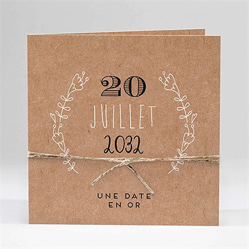 Faire-part mariage kraft vintage plié