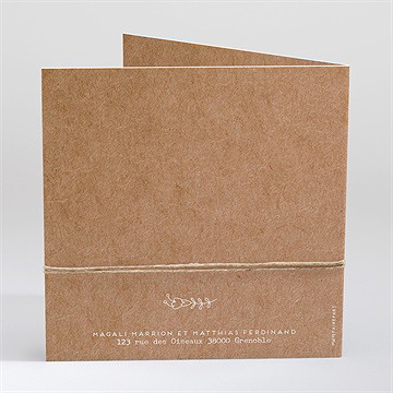 Faire-part mariage kraft vintage plié - Dos du faire-part