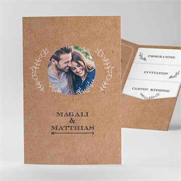Faire-part mariage kraft vintage pocketfold