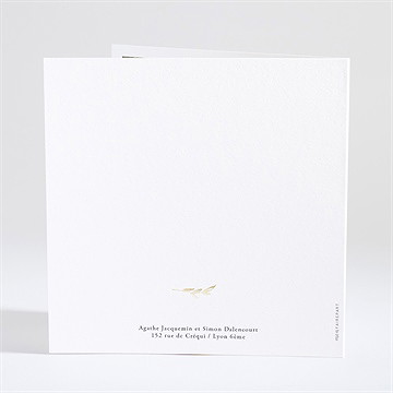 Faire-part mariage bouquet ardent dorure - Dos du faire-part