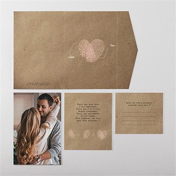 Faire-part mariage nos empreintes pocketfold - Vue ensemble extérieur