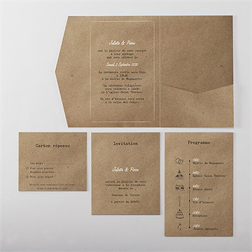Faire-part mariage nos empreintes pocketfold - Vue d'ensemble intérieur