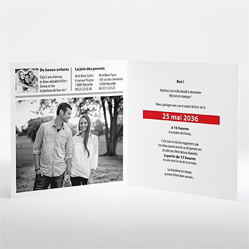 Faire-part mariage la belle equipe plié - Intérieur du faire-part