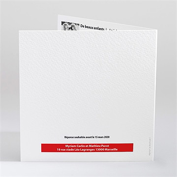 Faire-part mariage la belle equipe plié - Dos du faire-part