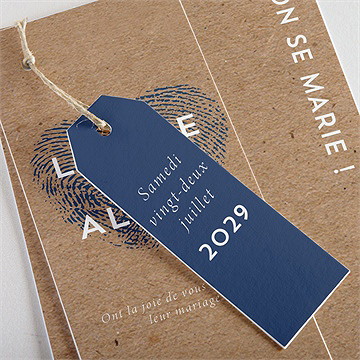 Faire-part mariage unique empreinte superposition - Détail du faire-part