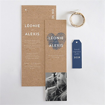 Faire-part mariage unique empreinte superposition - Vue d'ensemble