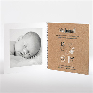 Faire-part naissance on vous présente carré plié - Intérieur du faire-part