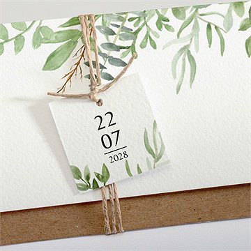 Faire-part mariage feuillage d'été pochette - Détail du faire-part