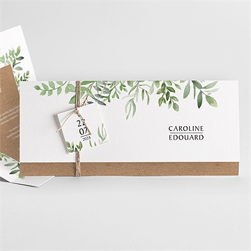 Faire-part mariage feuillage d'été pochette - Faire-part entier