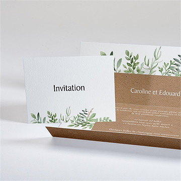 Faire-part mariage feuillage d'été pochette - Intérieur du faire-part