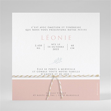 Faire-part naissance 3 photos princesse ensemencé - Dos de la carte