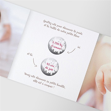 Faire-part naissance mon petit chou ! accordéon - Détail du faire-part