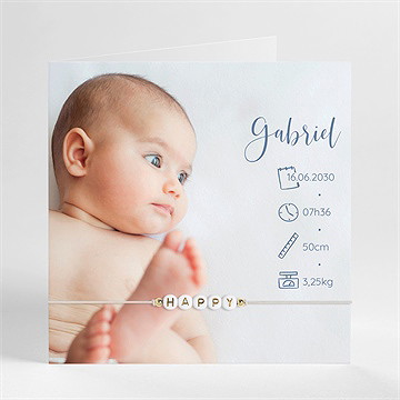 Faire-part naissance présentation pictos bracelet