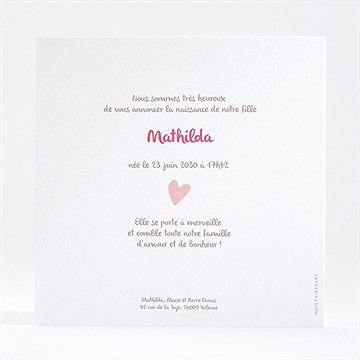 Faire-part naissance mon petit chou ! dorure - Dos du faire-part