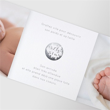 Faire-part naissance joli photomaton à gratter - Détail du faire-part