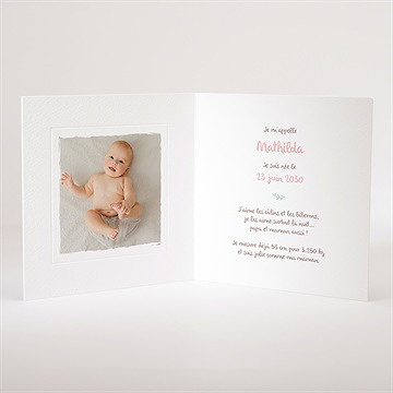 Faire-part naissance mon petit chou ! gaufrage - Intérieur du faire-part