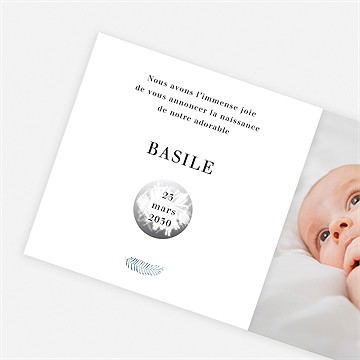 Faire-part naissance esquisse végétale ficelle - vue zoomée