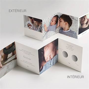 Faire-part naissance elégante symétrie accordéon - Vue d'ensemble