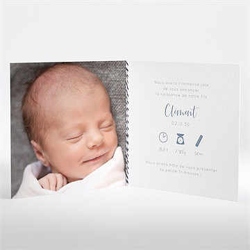 Faire-part naissance joli petit détail carré plié - Intérieur du faire-part