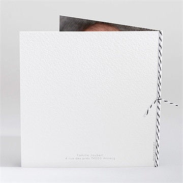Faire-part naissance joli petit détail carré plié - Dos du faire-part