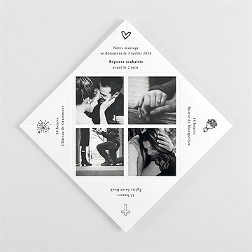 Faire-part mariage photomaton origami - Intérieur de la cocotte pliée