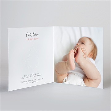 Faire-part naissance en rouge et noir gaufrage - Intérieur du faire-part