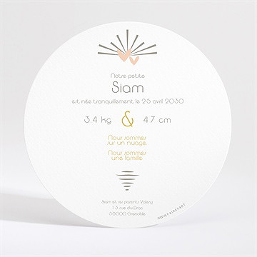 Faire-part naissance cascade de photos rond - Dos du faire-part