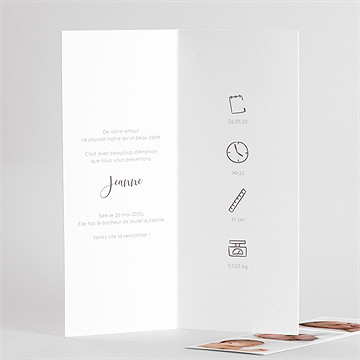 Faire-part naissance joli photomaton plié - Détail intérieur du faire-part