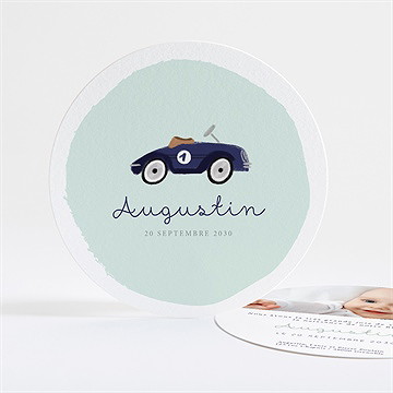 Faire-part naissance ma petite voiture vintage rond