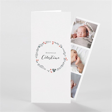 Faire-part naissance en rouge et noir photomaton