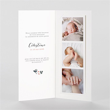 Faire-part naissance en rouge et noir photomaton - Intérieur du faire-part